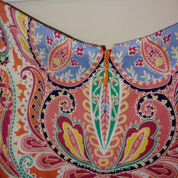 Talbots Paisley Print Sleeveless Summer Dress Midi Size 18P Orange - Picture 5 of 8